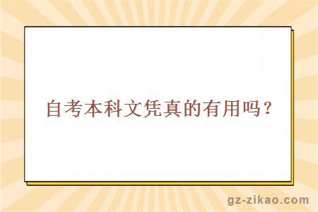 自考本科文憑真的有用嗎？
