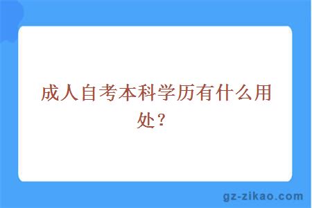 成人自考本科學(xué)歷有什么用處？