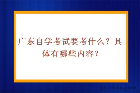 廣東自學(xué)考試要考什么？具體有哪些內容？