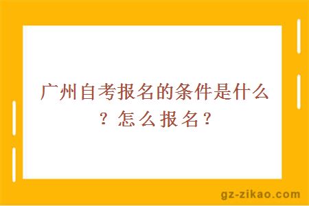 廣州自考報名的條件是什么？怎么報名？