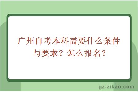 廣州自考本科需要什么條件與要求？怎么報名？