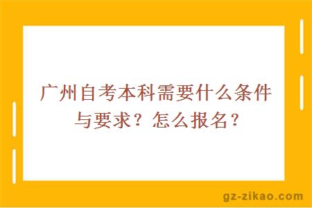 廣州自考本科需要什么條件與要求？怎么報名？