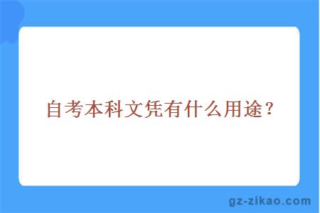 自考本科文憑有什么用途？