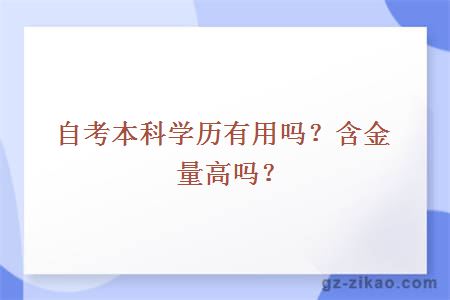自考本科學(xué)歷有用嗎？含金量高嗎？