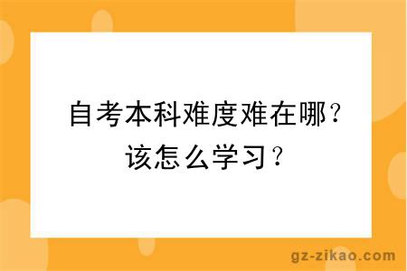 自考本科難度難在哪？該怎么學(xué)習？