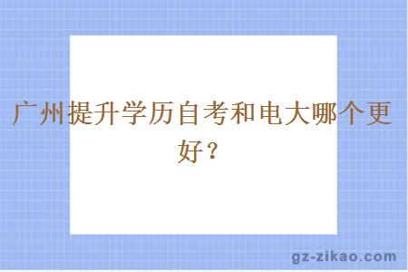 廣州提升學(xué)歷自考和電大哪個(gè)更好？