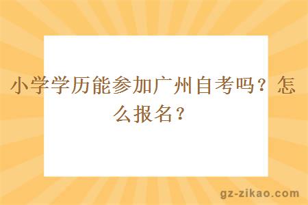 小學(xué)學(xué)歷能參加廣州自考嗎？怎么報名？