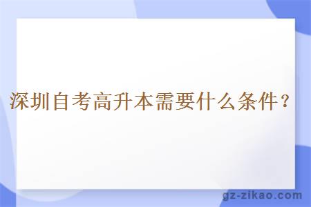 深圳自考高升本需要什么條件？