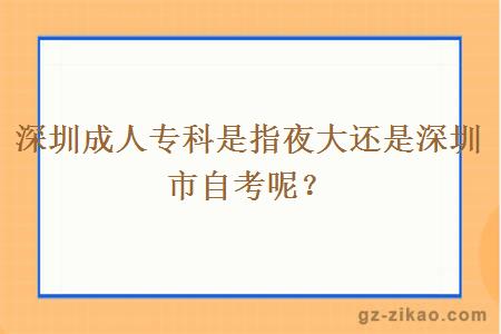 深圳成人專(zhuān)科是指夜大還是深圳市自考呢？