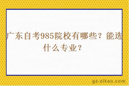 廣東自考985院校有哪些？能選什么專(zhuān)業(yè)？